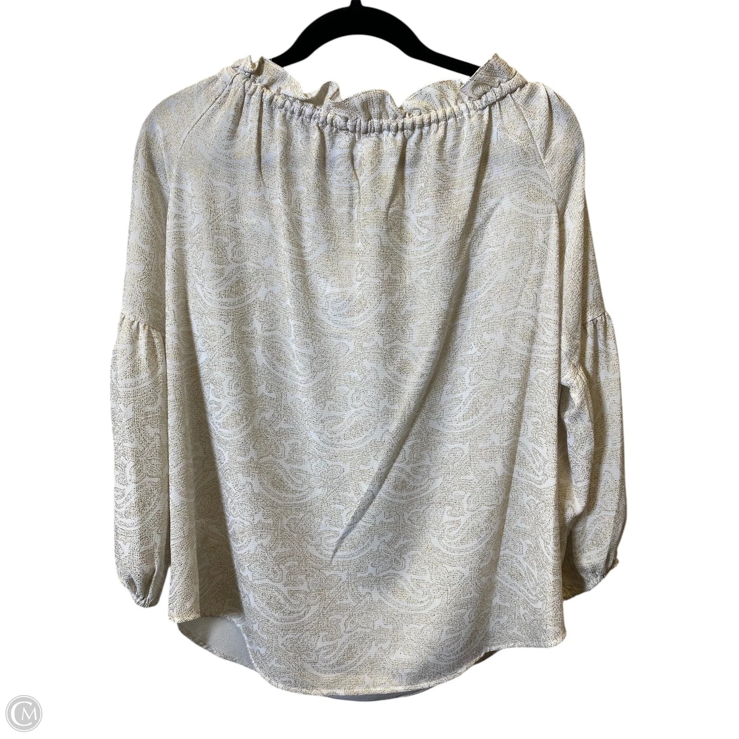 Blouse Long Sleeve By Michael By Michael Kors In Gold & White, Size: L