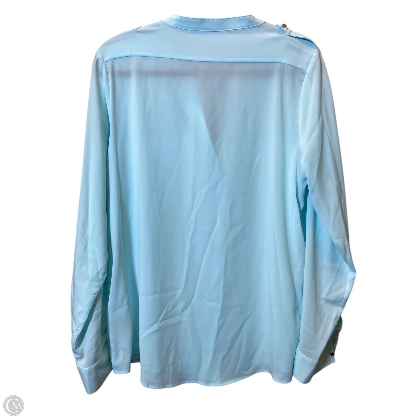 Top Long Sleeve By Calvin Klein In Aqua, Size: L