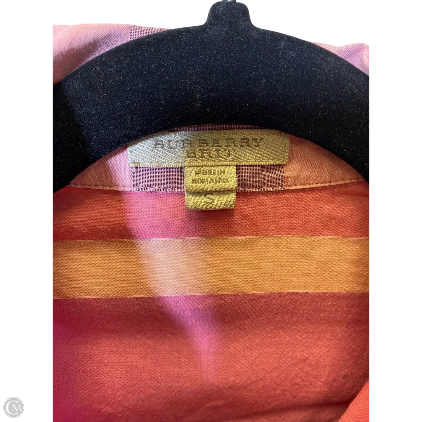 Blouse Luxury Designer By Burberry In Plaid Pattern, Size: S