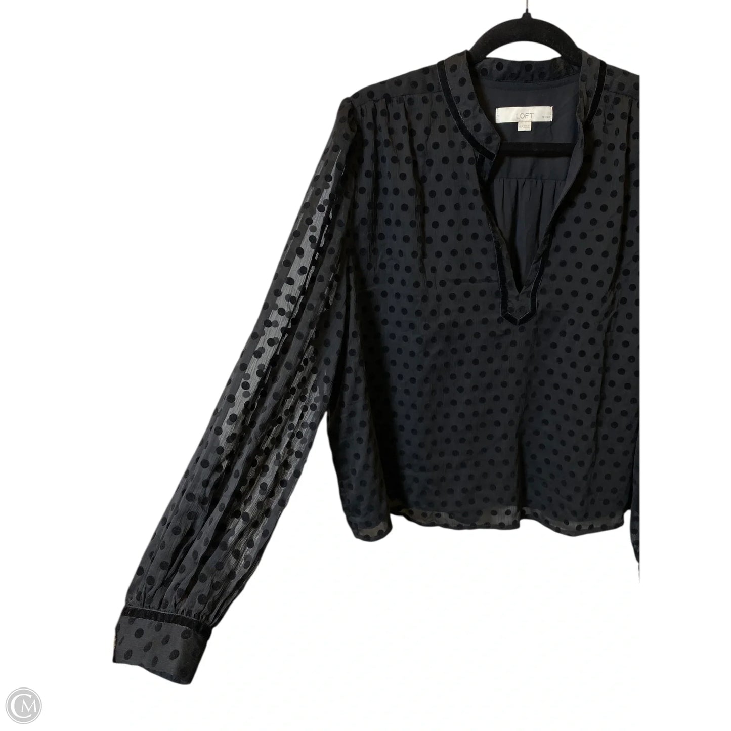 Blouse Long Sleeve By Loft In Black, Size: Xl