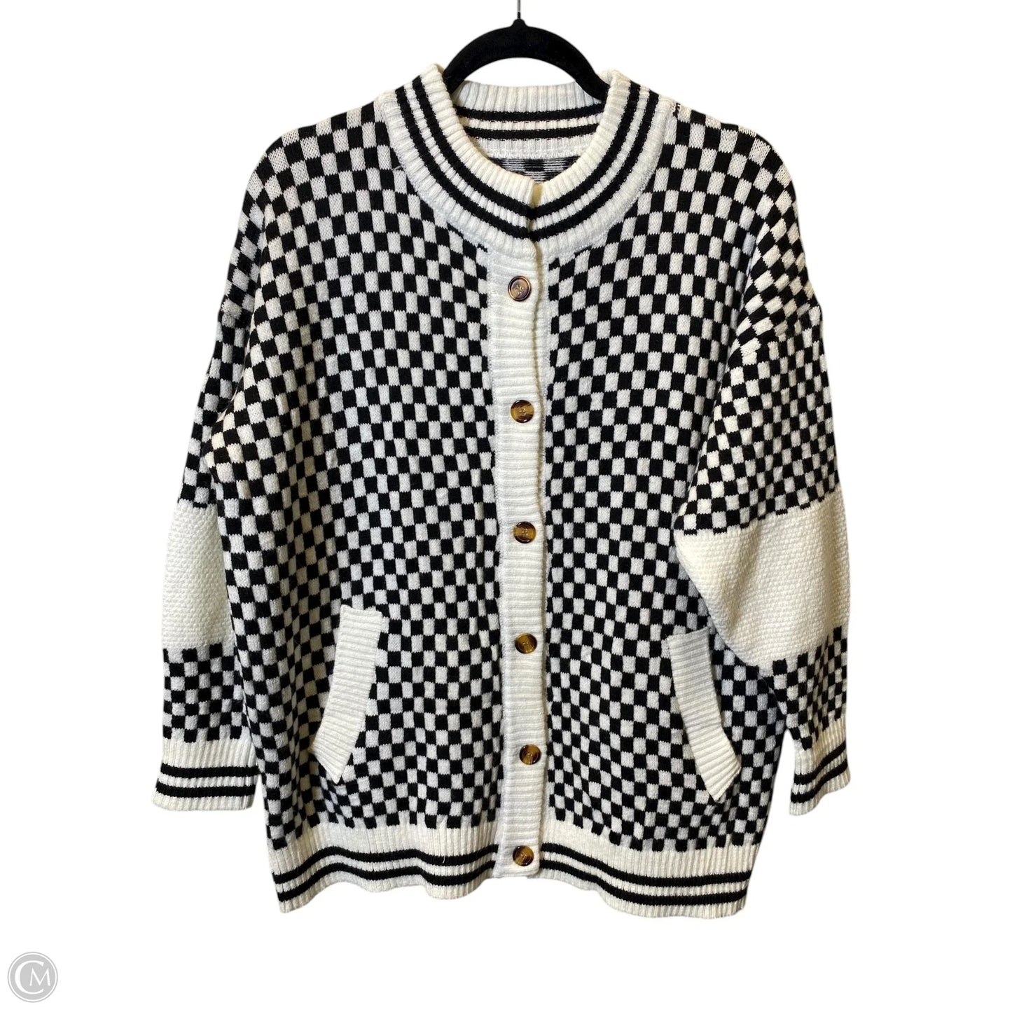 Sweater By Clothes Mentor In Checkered Pattern, Size: S