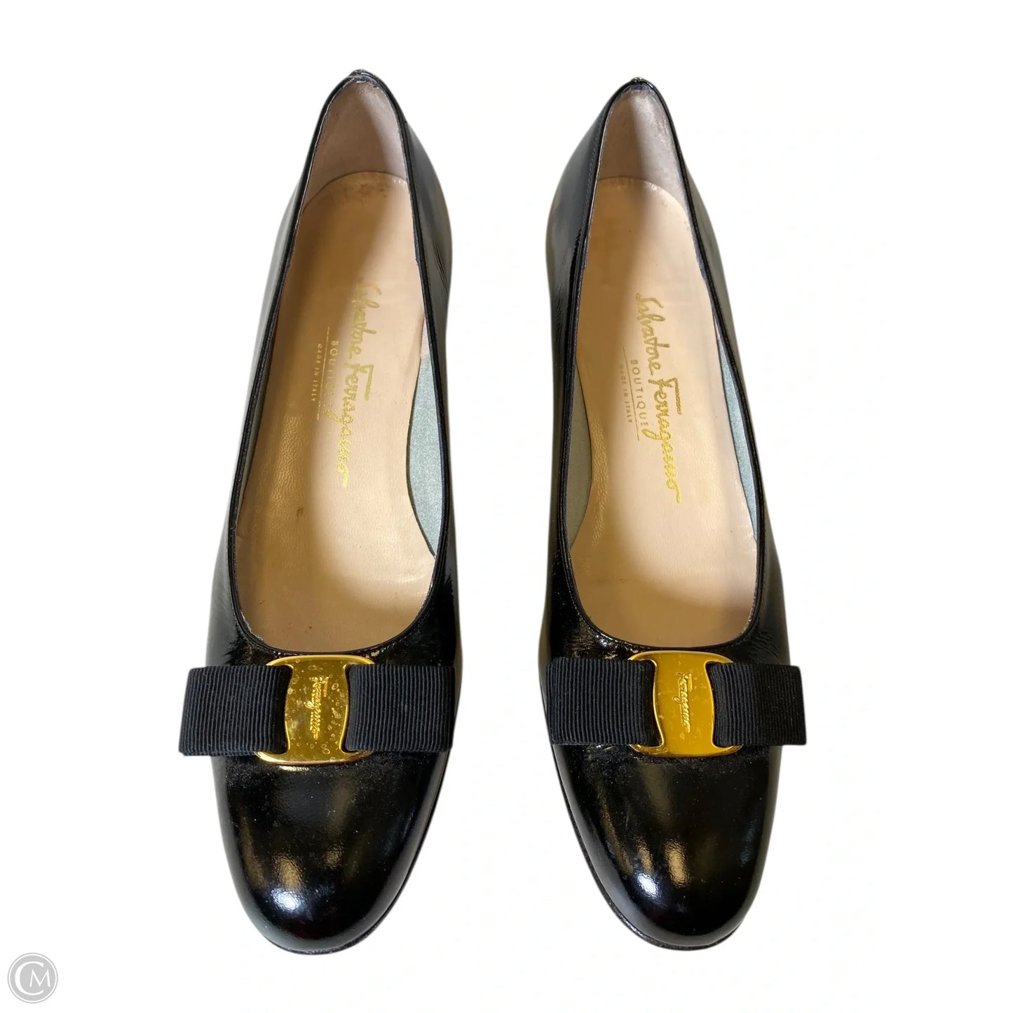 Shoes Luxury Designer By Ferragamo In Black, Size: 10