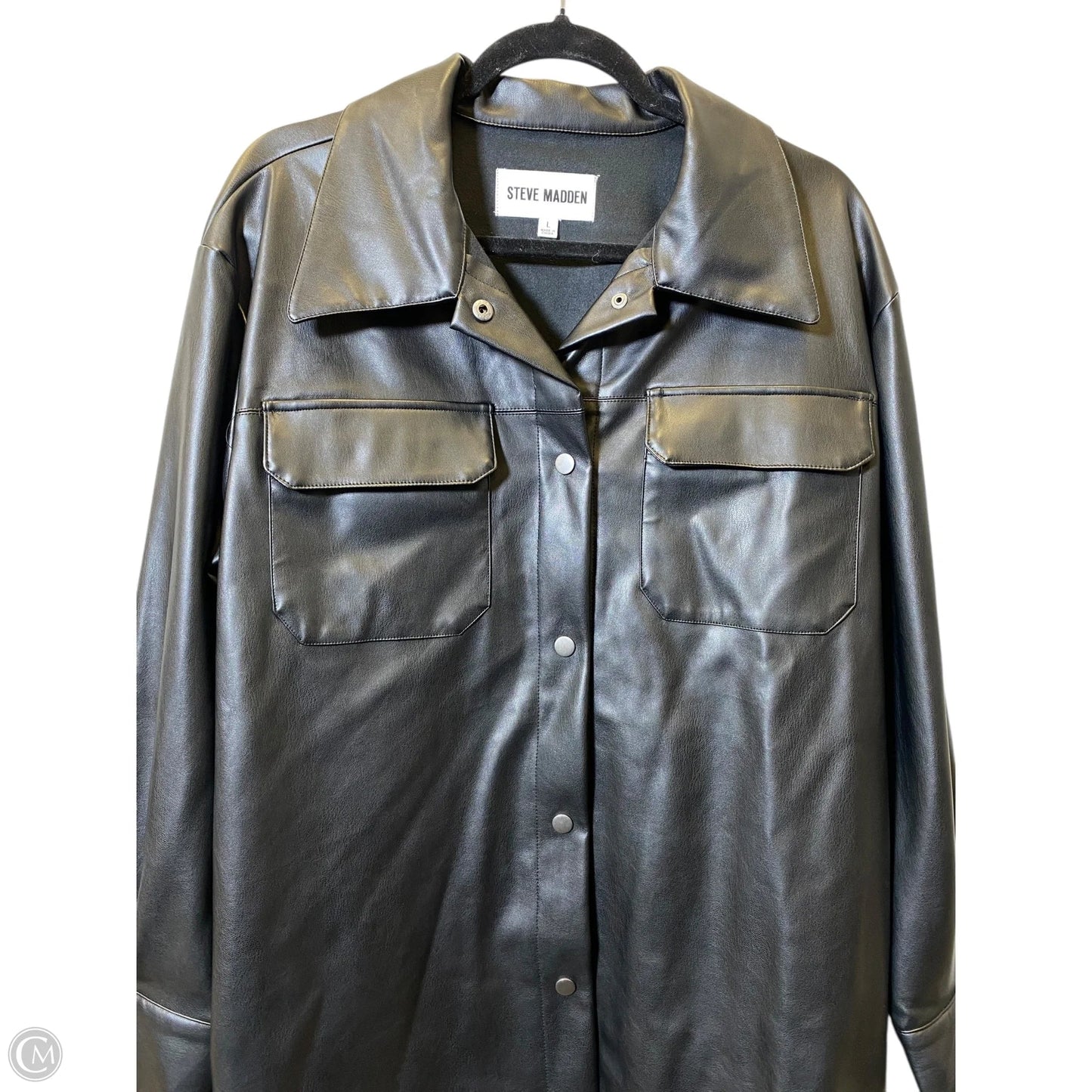 Jacket Leather By Steve Madden In Black, Size: L