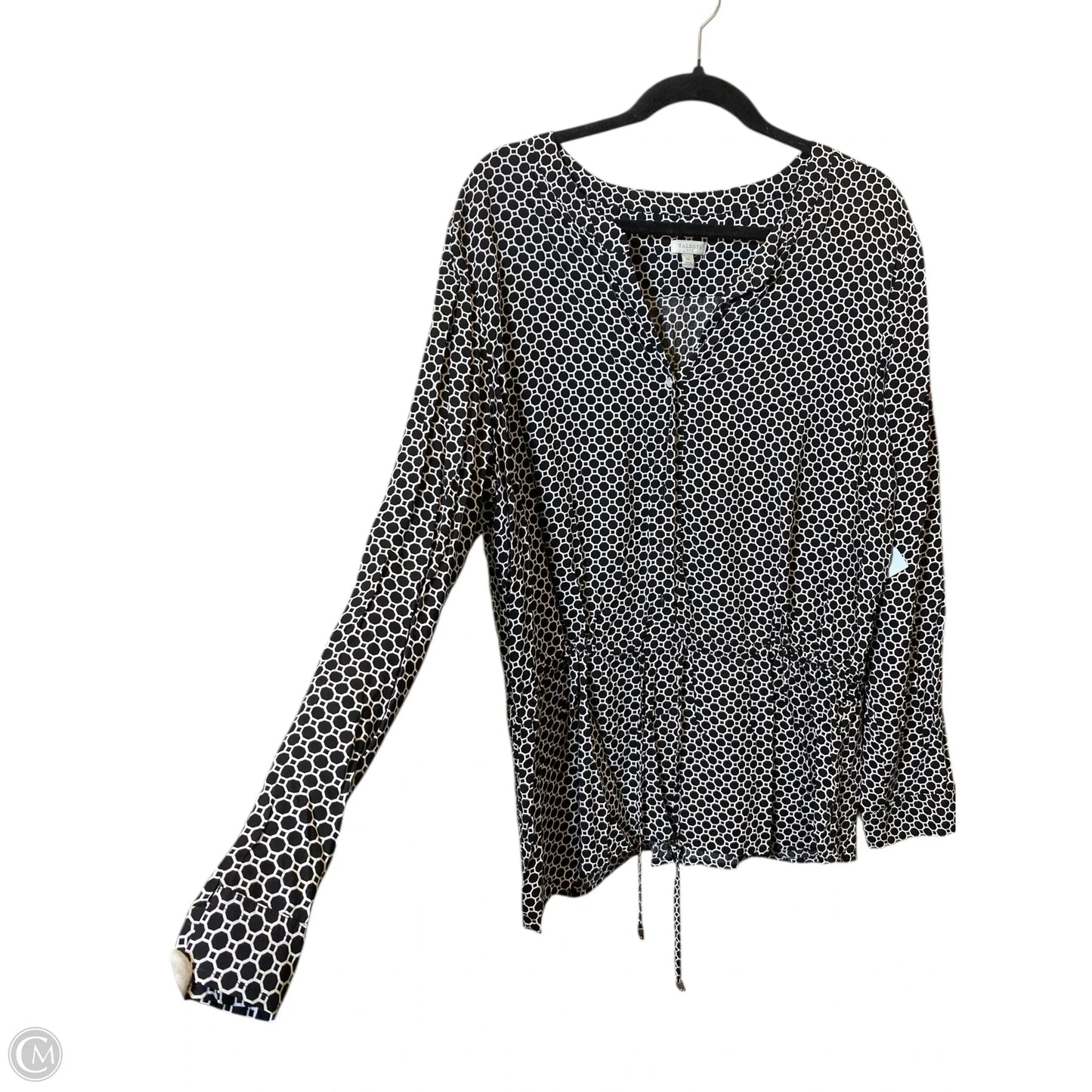 Top Long Sleeve By Talbots In Black & White, Size: Xl