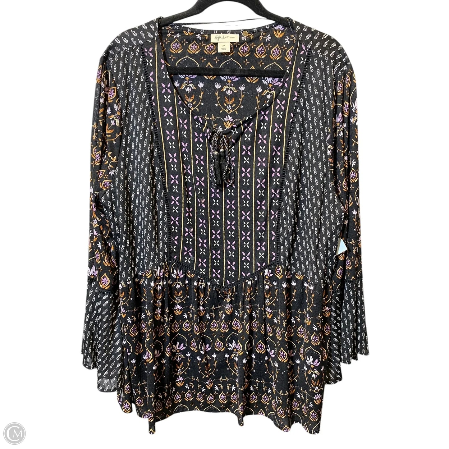 Blouse Long Sleeve By Style And Company In Multi-colored, Size: 3x