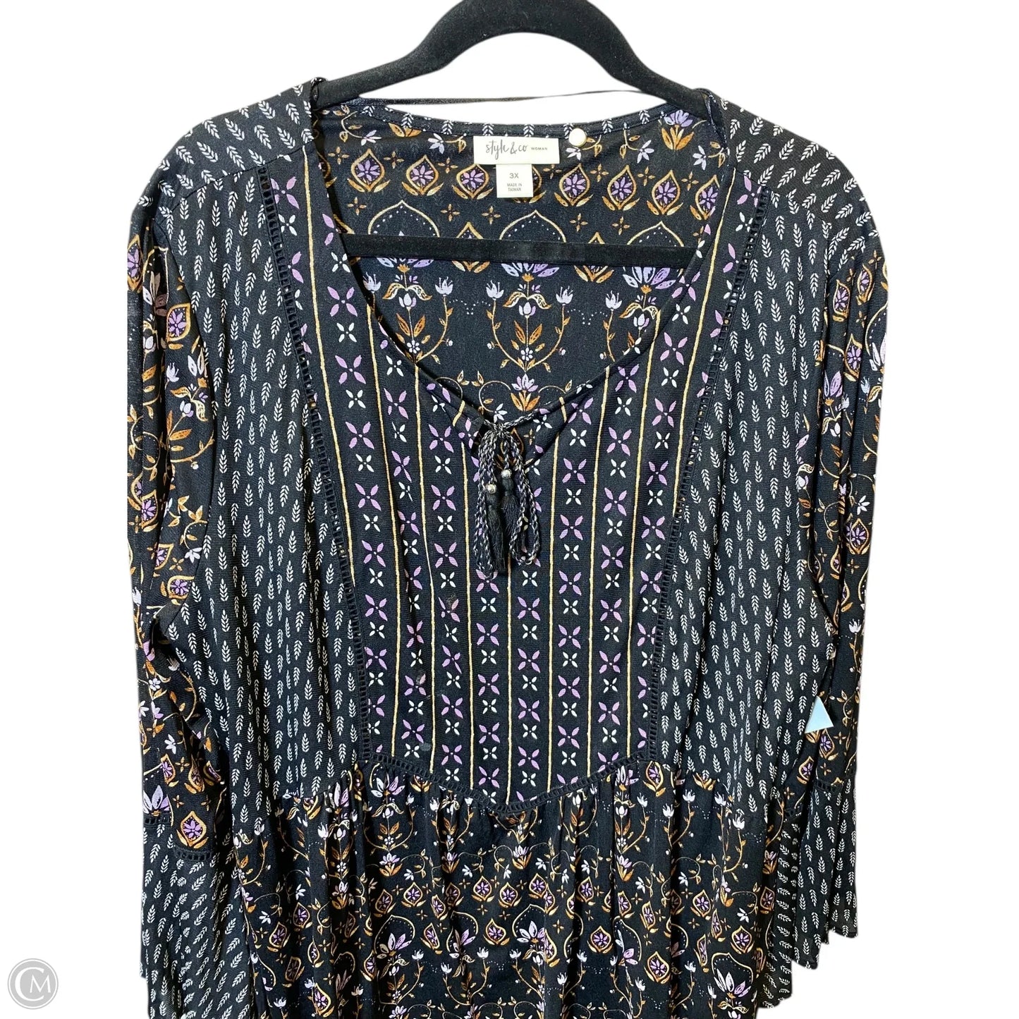 Blouse Long Sleeve By Style And Company In Multi-colored, Size: 3x