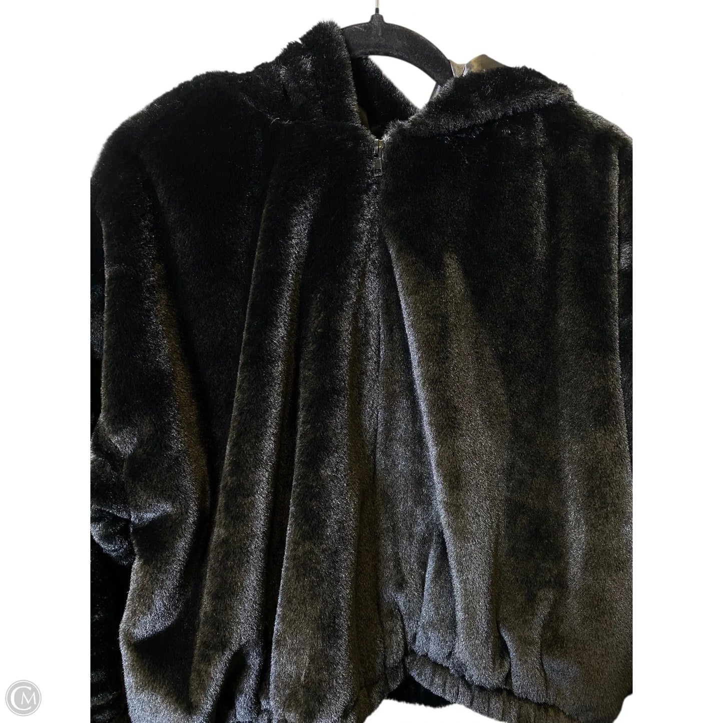 Jacket Faux Fur & Sherpa By Clothes Mentor In Black, Size: 2x