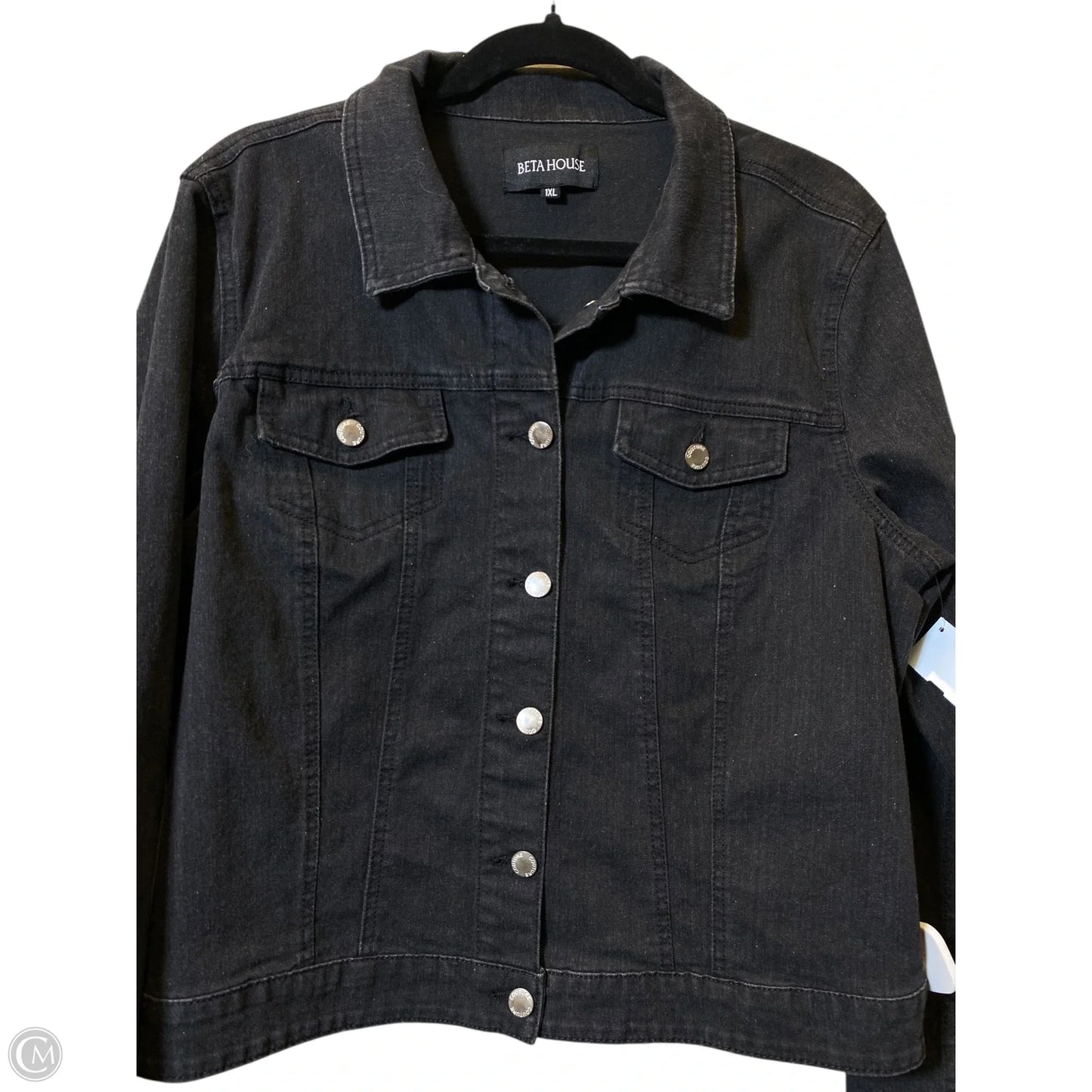 Jacket Denim By Clothes Mentor In Black, Size: 1Xl