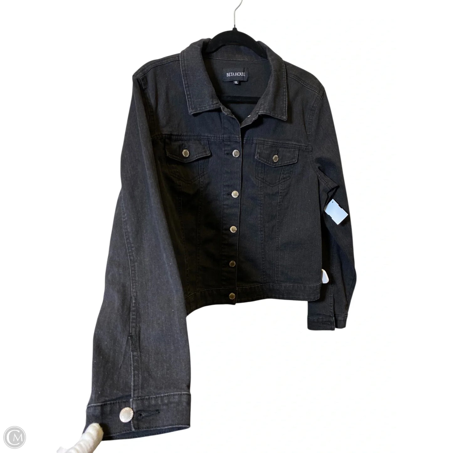 Jacket Denim By Clothes Mentor In Black, Size: 1Xl