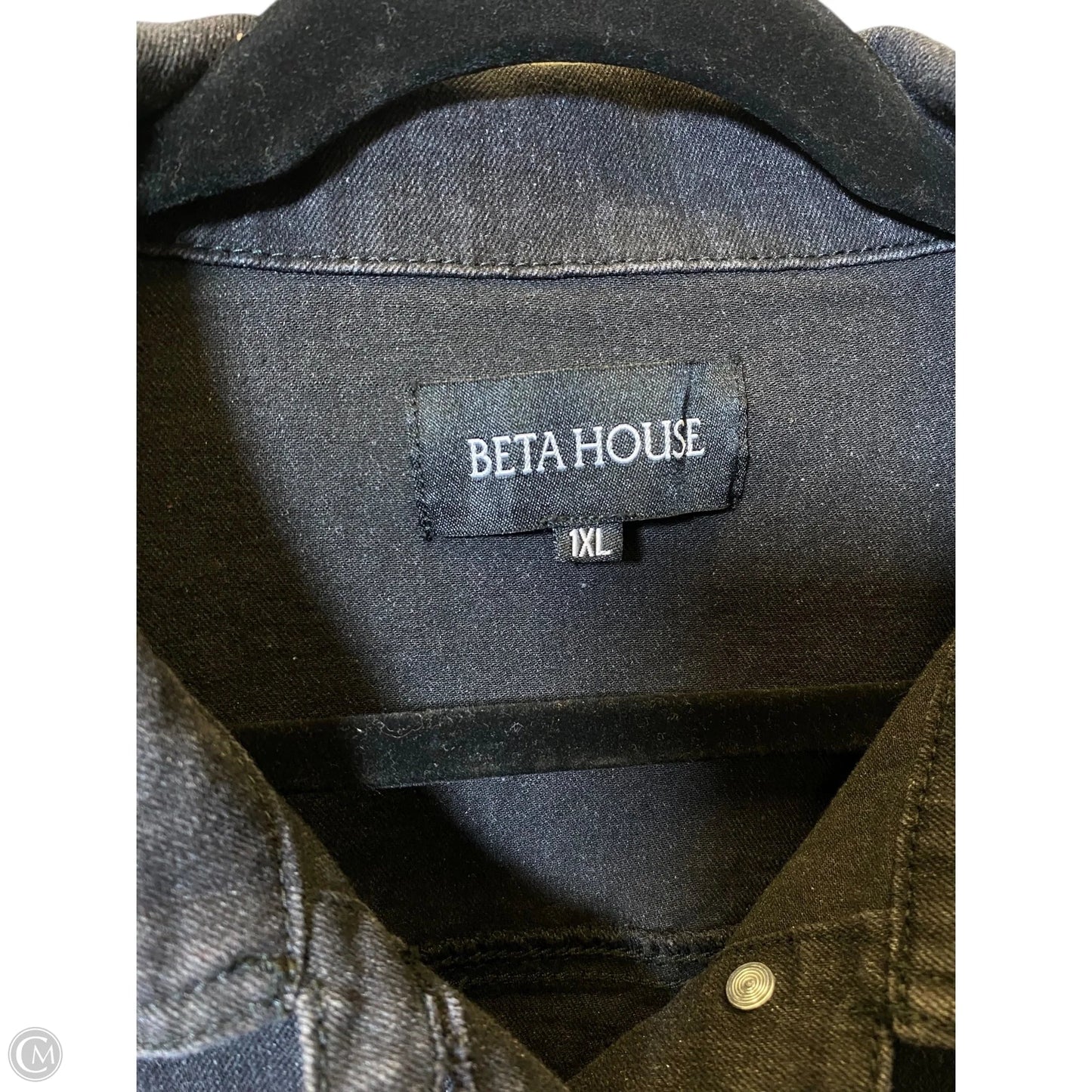 Jacket Denim By Clothes Mentor In Black, Size: 1Xl