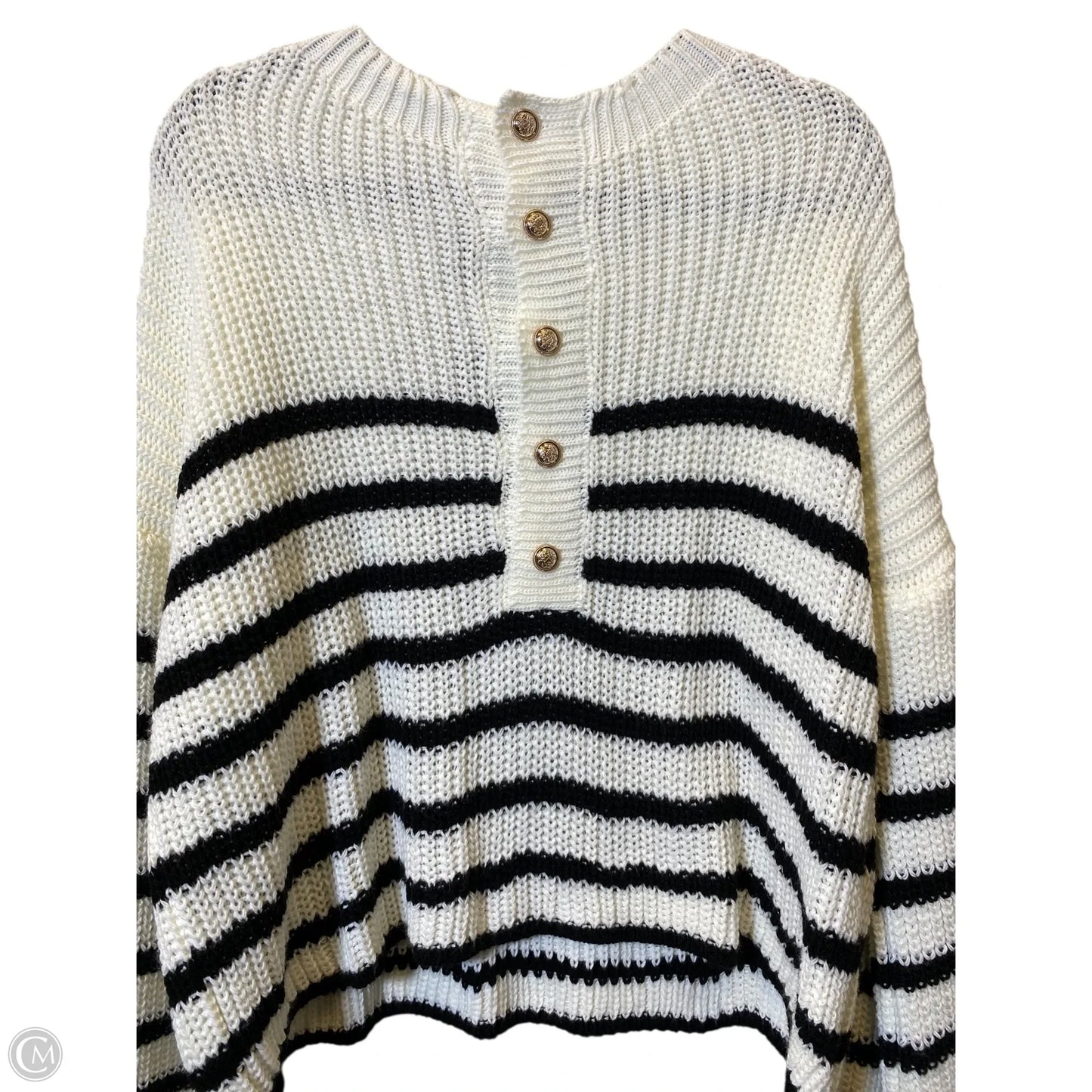 Sweater By Clothes Mentor In Black & White, Size: L