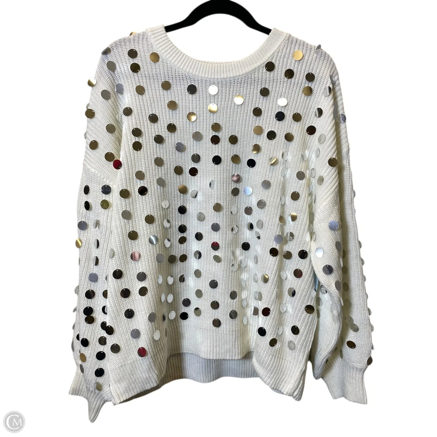 Sweater By Clothes Mentor In Silver & White, Size: M