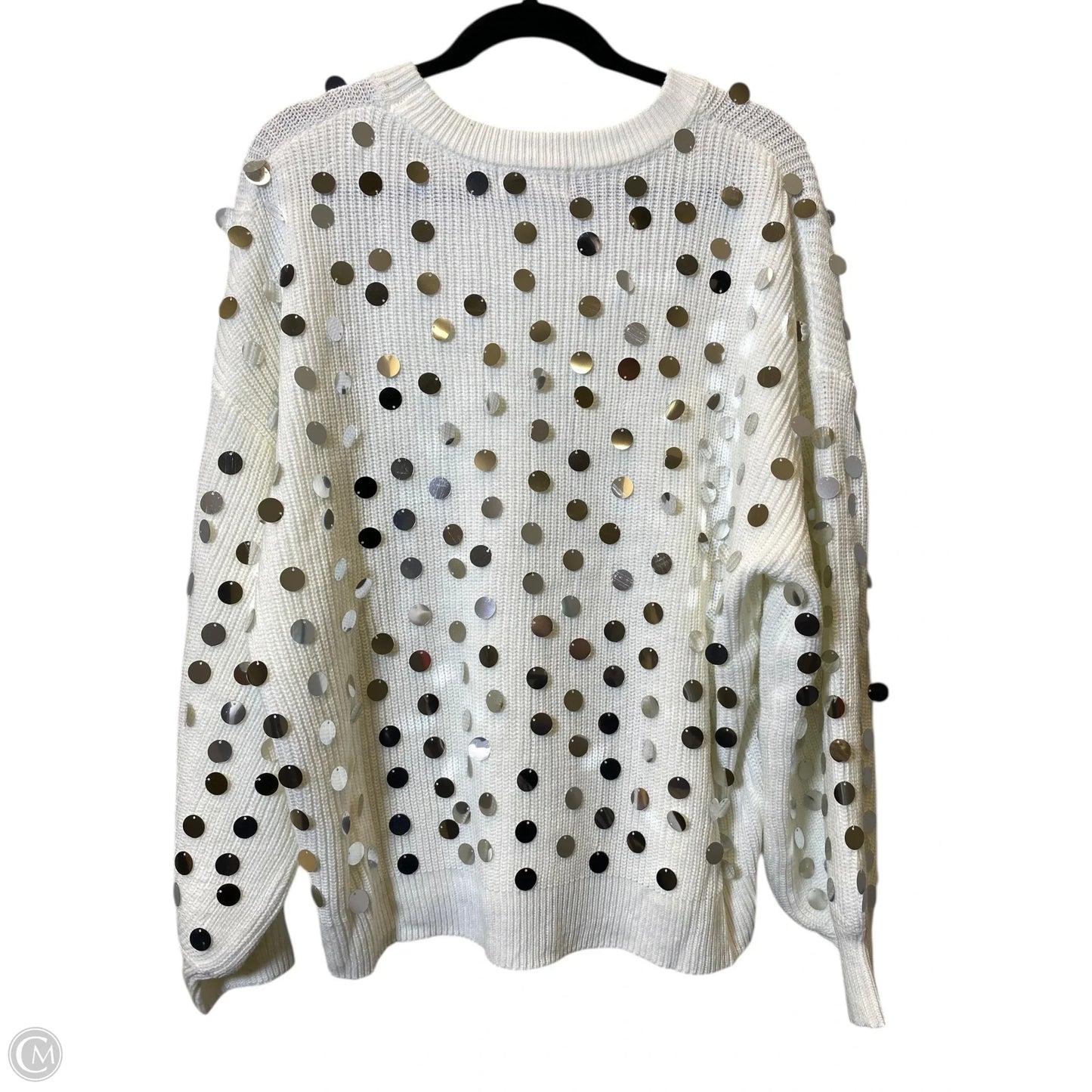 Sweater By Clothes Mentor In Silver & White, Size: M