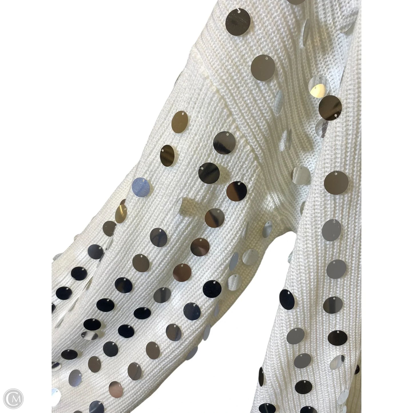 Sweater By Clothes Mentor In Silver & White, Size: M