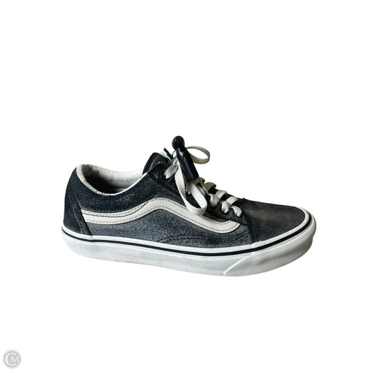 Shoes Flats By Vans In Black & Silver, Size: 8