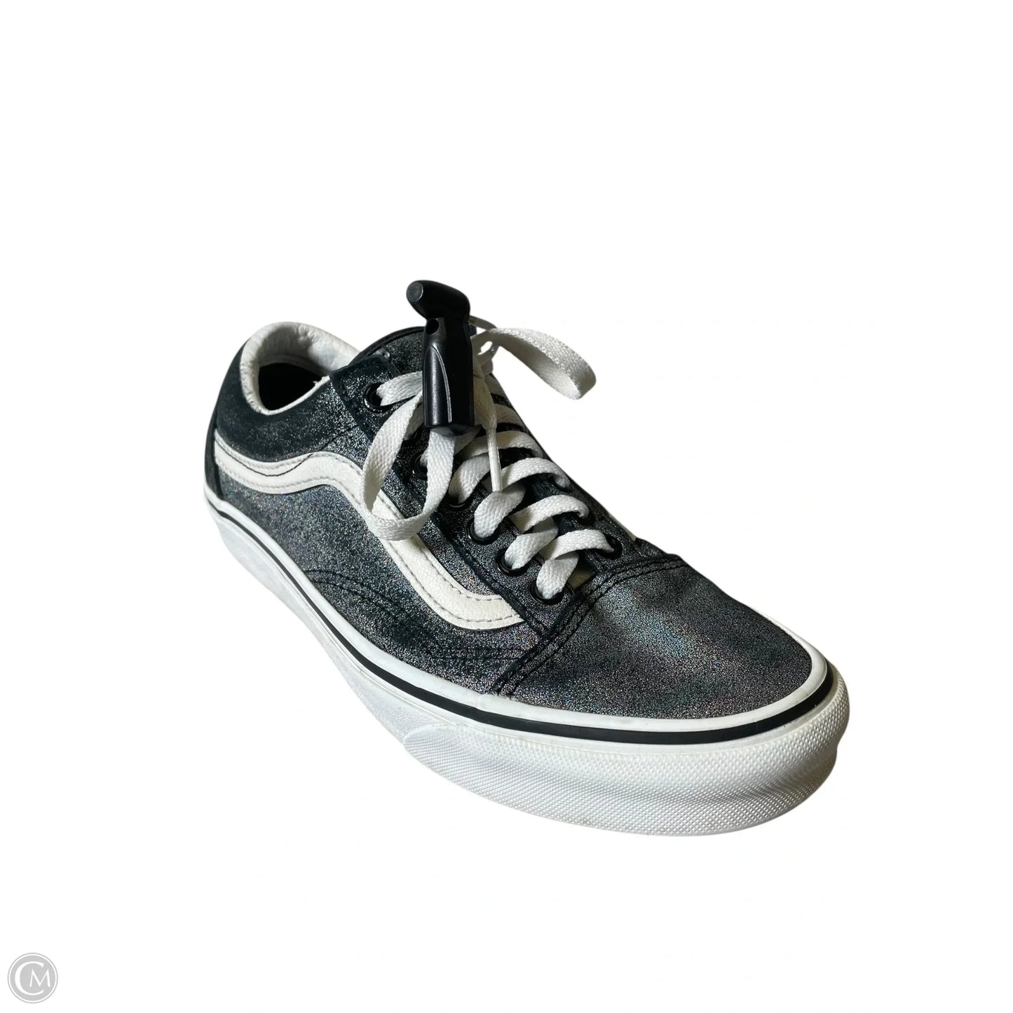 Shoes Flats By Vans In Black & Silver, Size: 8