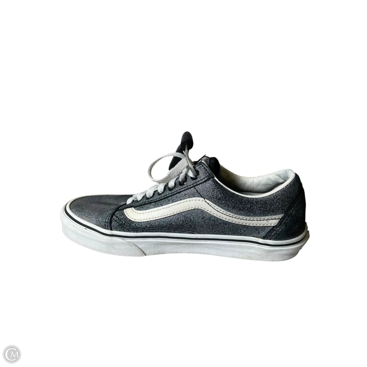 Shoes Flats By Vans In Black & Silver, Size: 8
