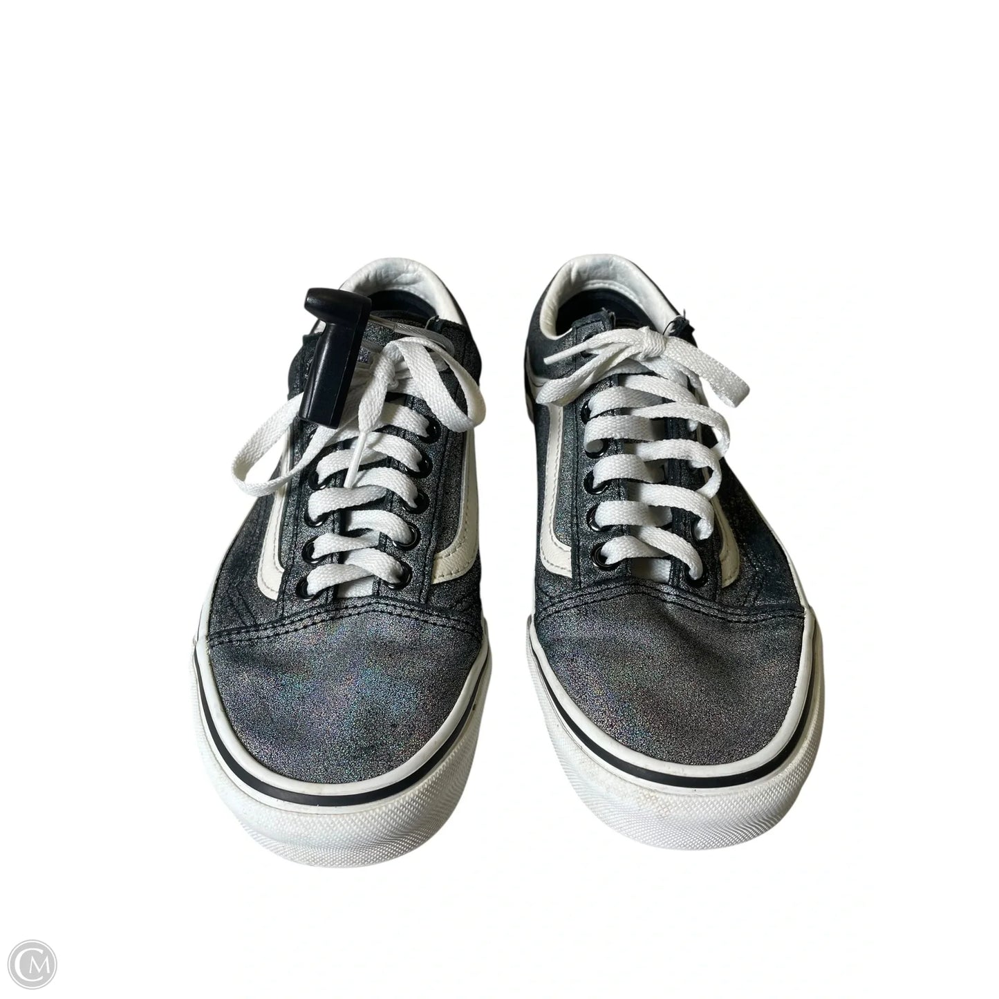 Shoes Flats By Vans In Black & Silver, Size: 8