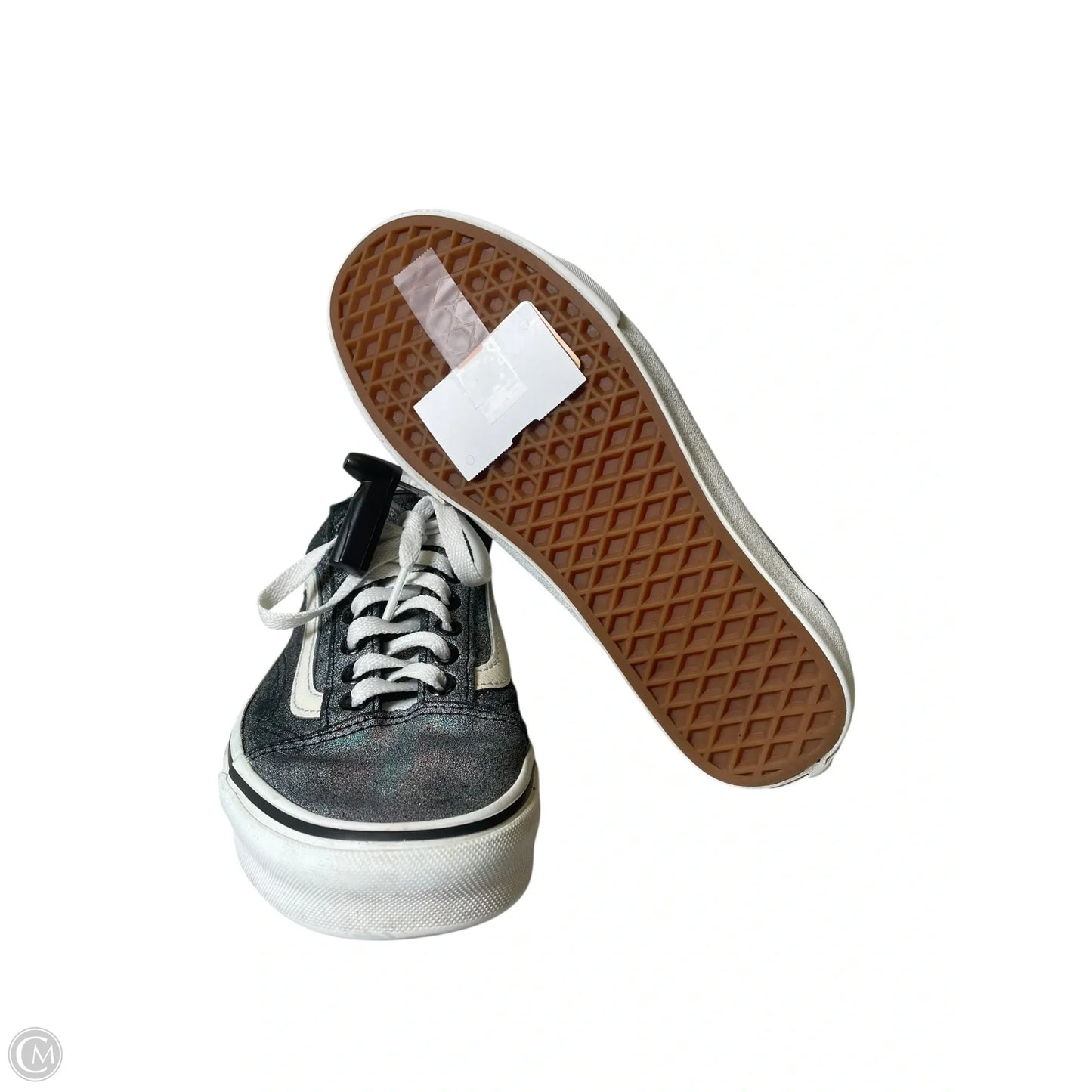 Shoes Flats By Vans In Black & Silver, Size: 8