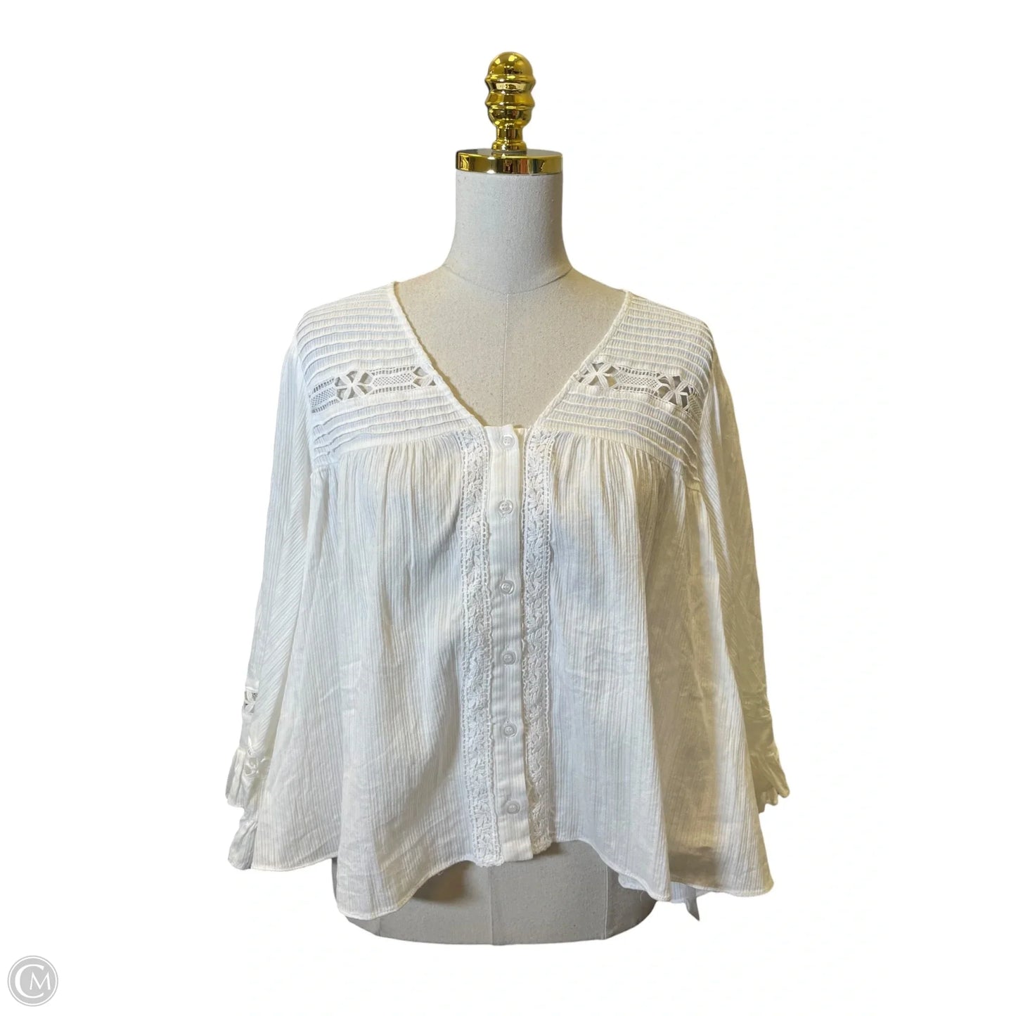 Top Long Sleeve By Clothes Mentor In White, Size: L