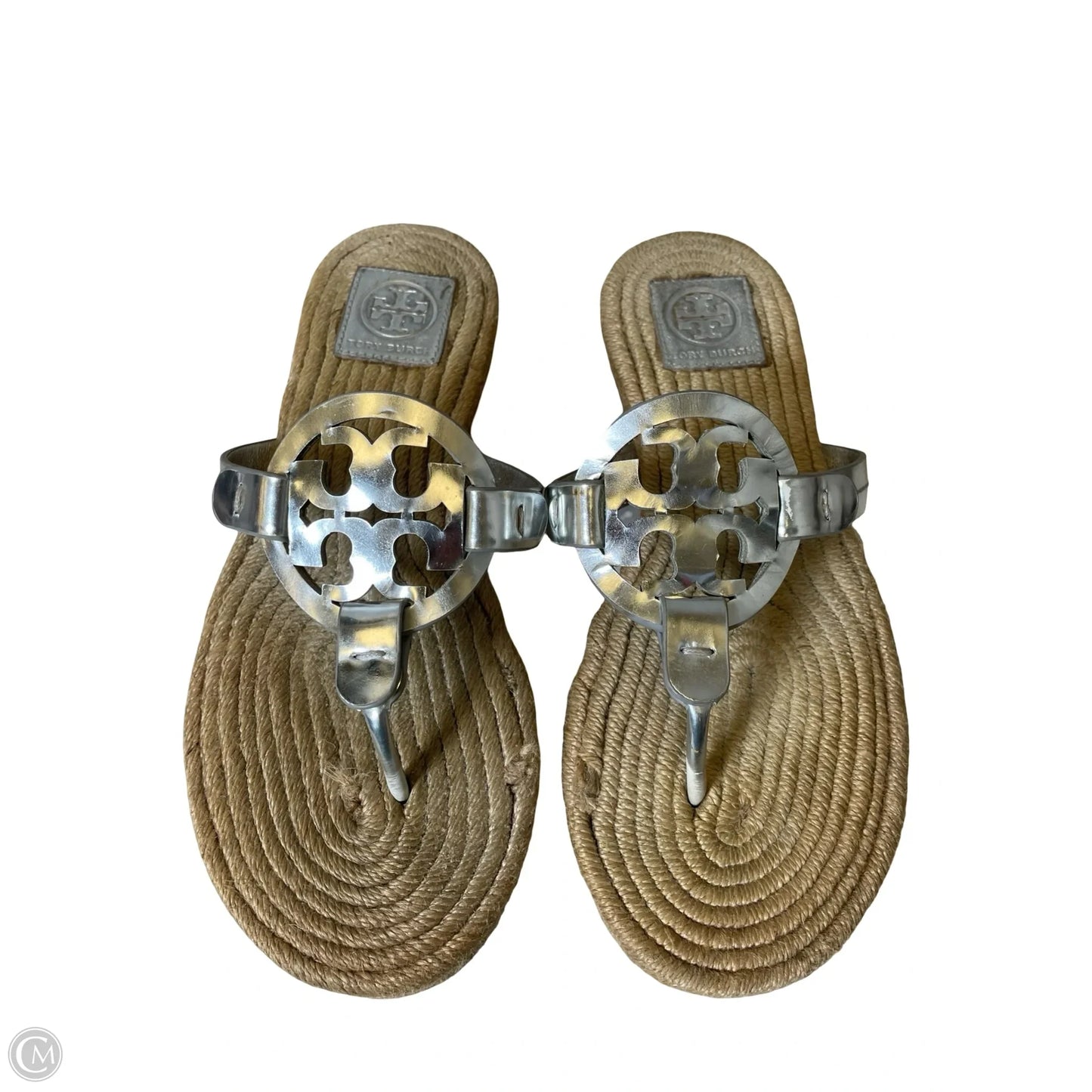 Sandals Designer By Tory Burch In Silver, Size: 8