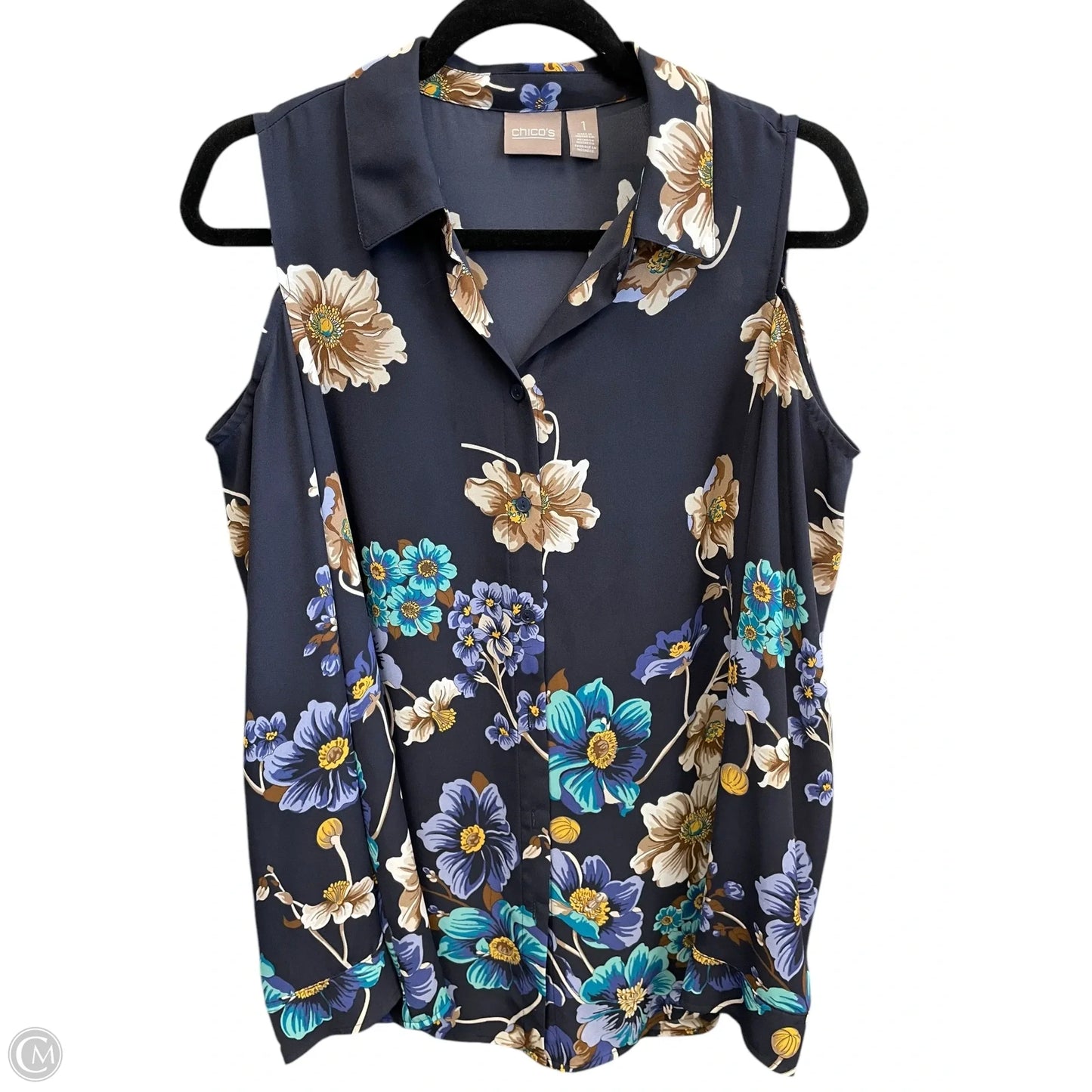 Top Long Sleeve By Chicos In Floral Print, Size: M