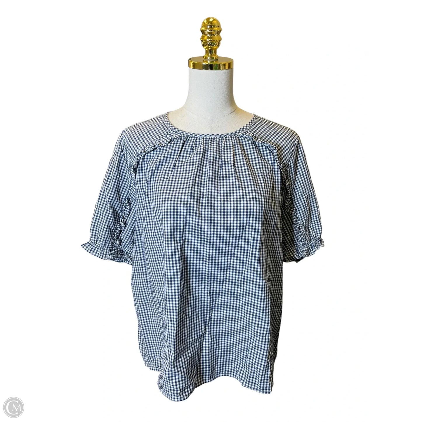 Top Short Sleeve By Lucky Brand In Blue & White, Size: L