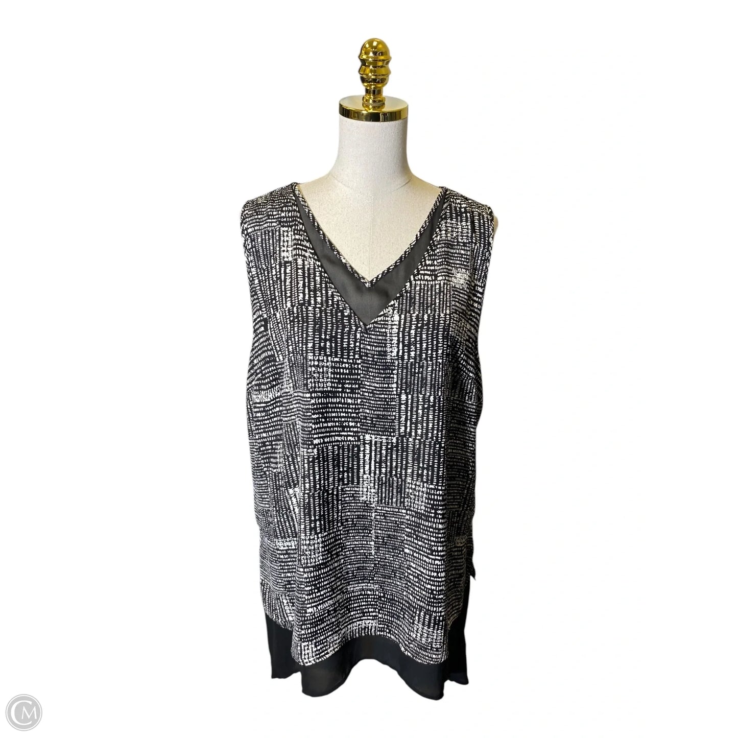 Top Sleeveless By Worthington In Black & White, Size: Xxl