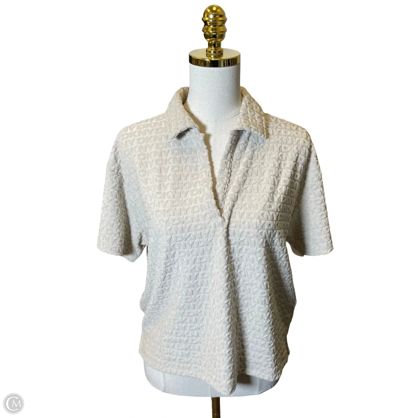 Top Short Sleeve By Dkny In Tan, Size: S