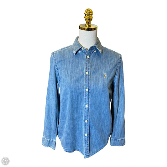 Top Long Sleeve By Polo Ralph Lauren In Blue Denim, Size: S