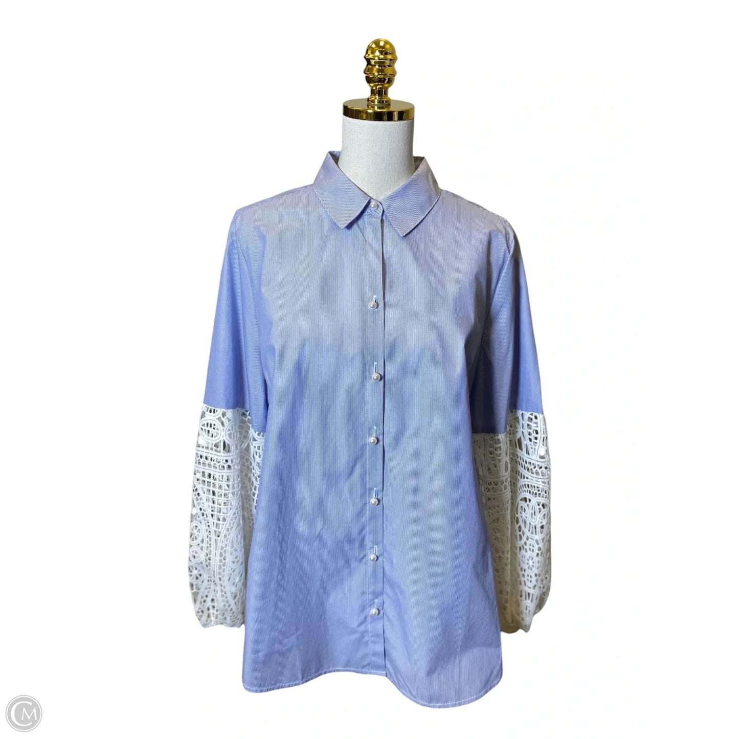Top Long Sleeve By Chicos In Striped Pattern, Size: L