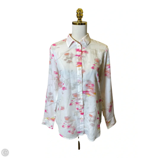 Blouse Long Sleeve By Banana Republic In Multi-colored, Size: M