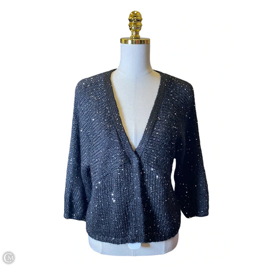 Sweater By Chicos In Black & Silver, Size: M