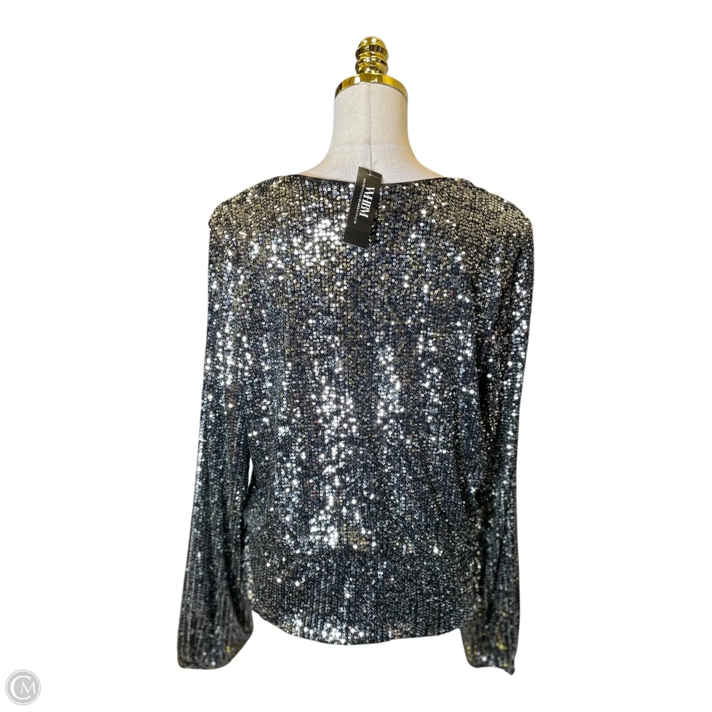 Top Long Sleeve By White House Black Market In Black & Silver, Size: L
