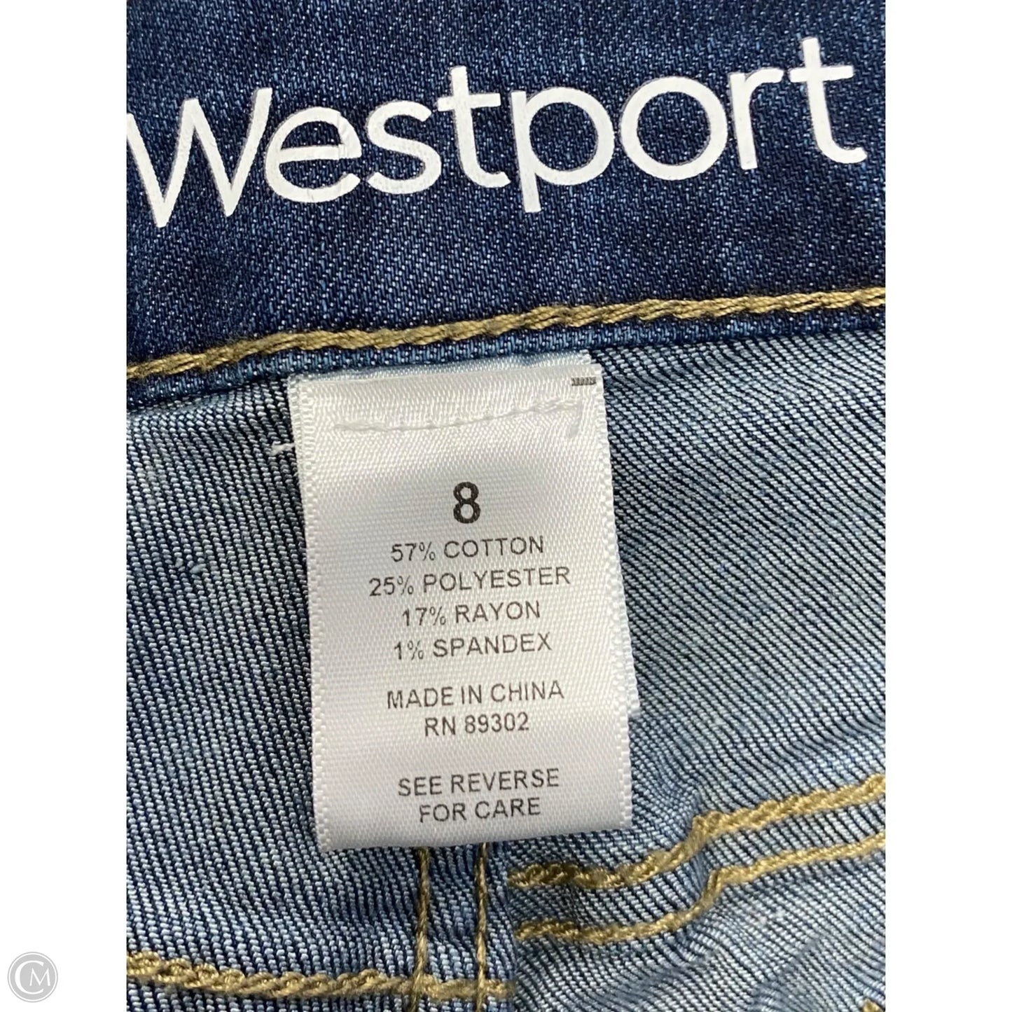 Jeans Straight By Westport In Blue Denim, Size: 8