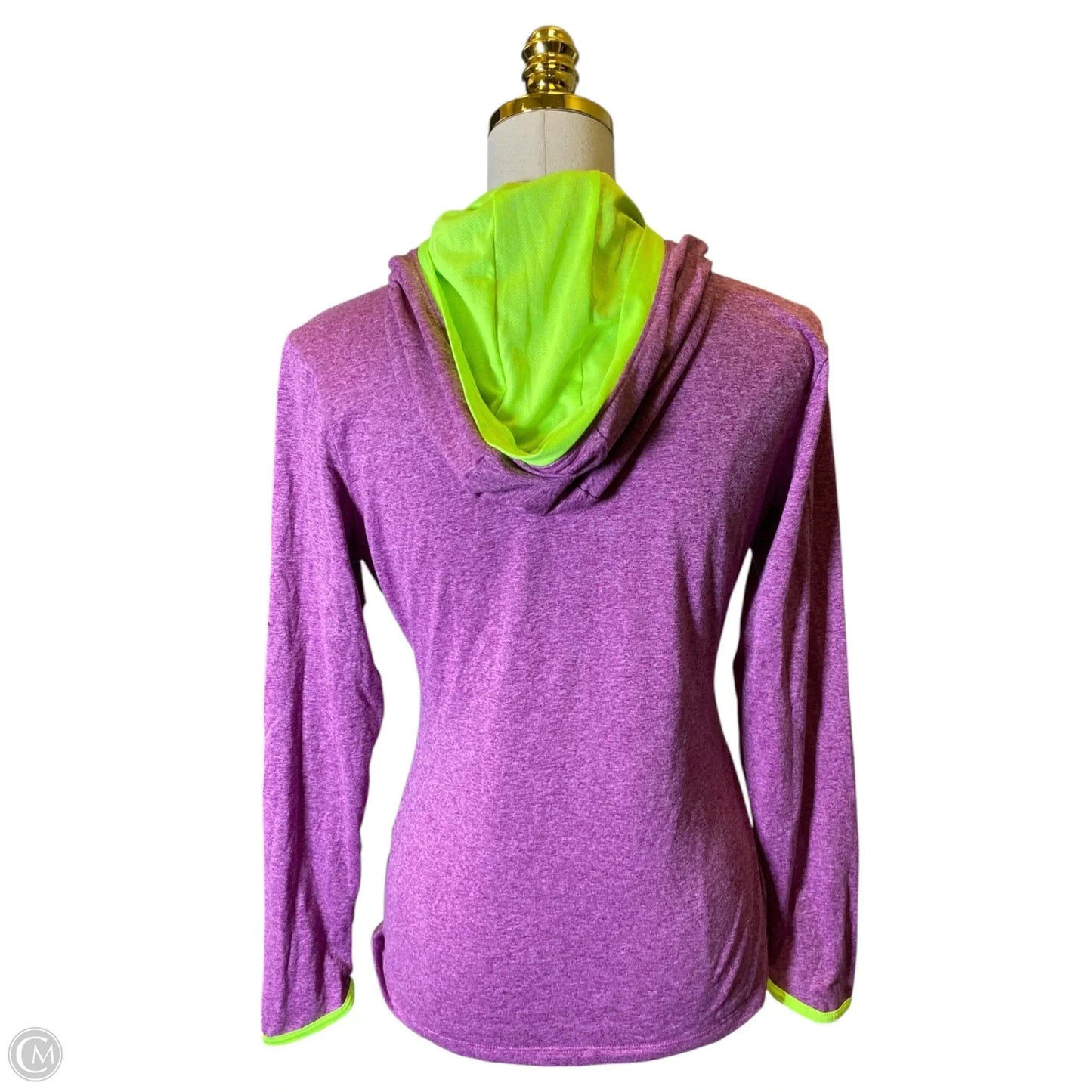 Athletic Top Long Sleeve Hoodie By The North Face In Green & Purple, Size: S