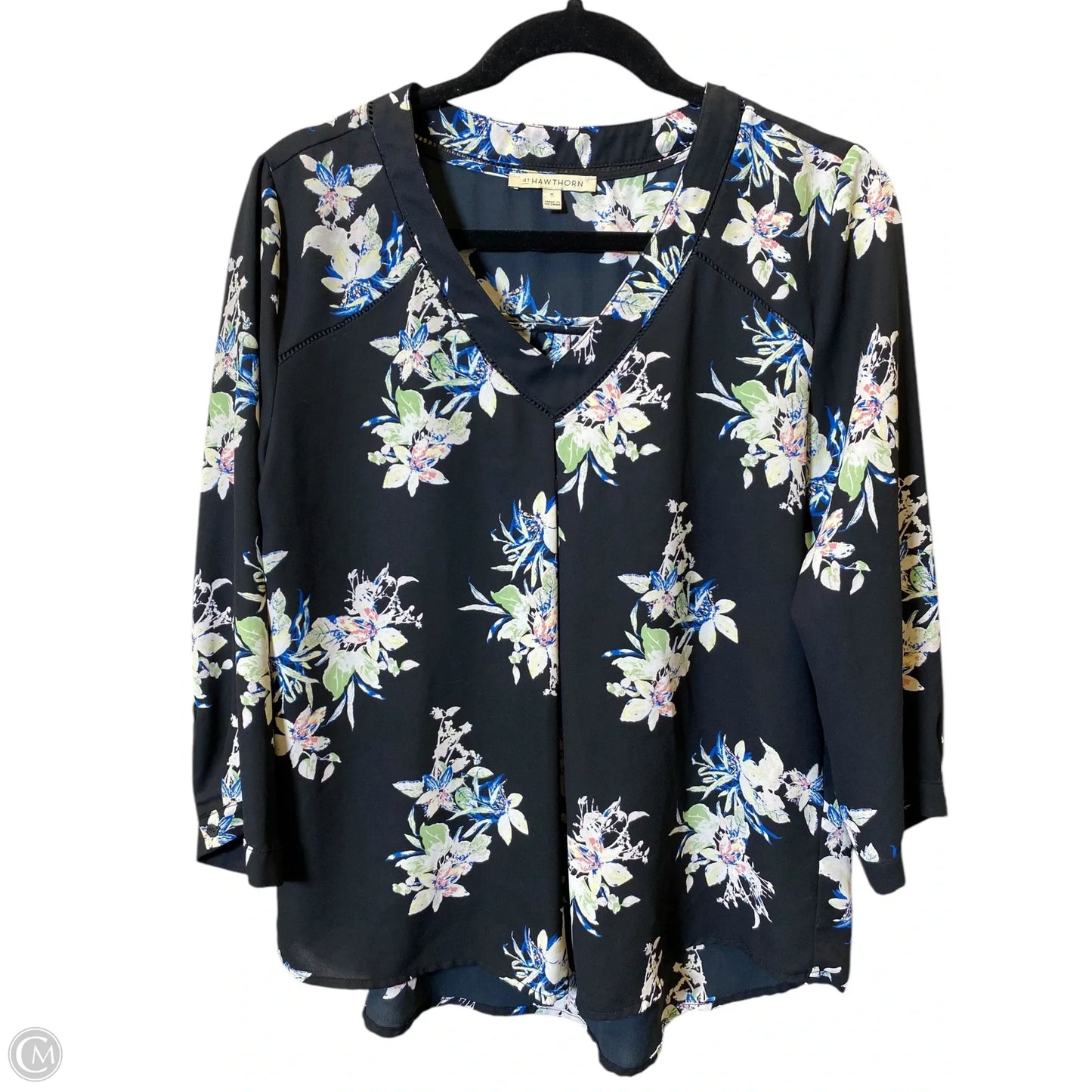 Top 3/4 Sleeve By 41 Hawthorn In Floral Print, Size: Medium