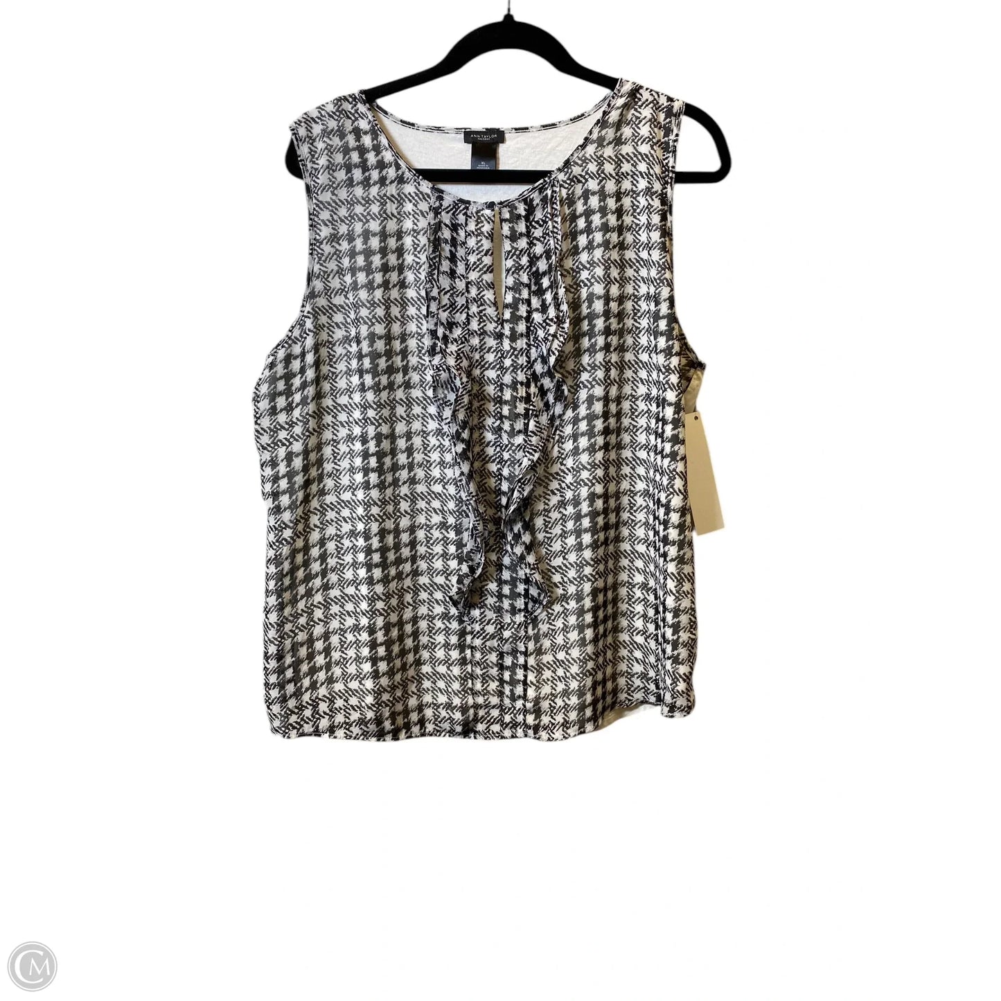 Blouse Sleeveless By Ann Taylor In Black & White, Size: Xl