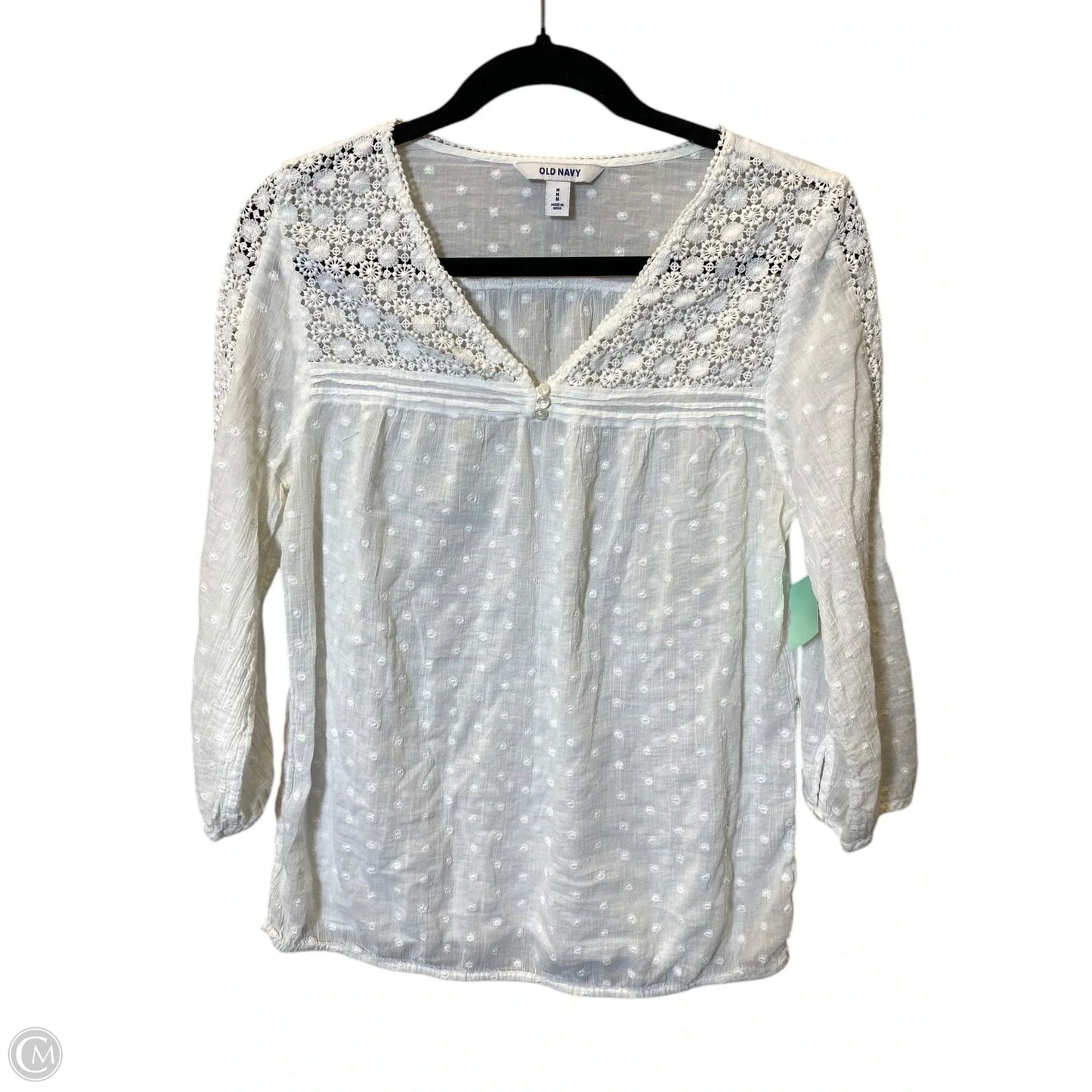 Top Long Sleeve By Old Navy In White, Size: M