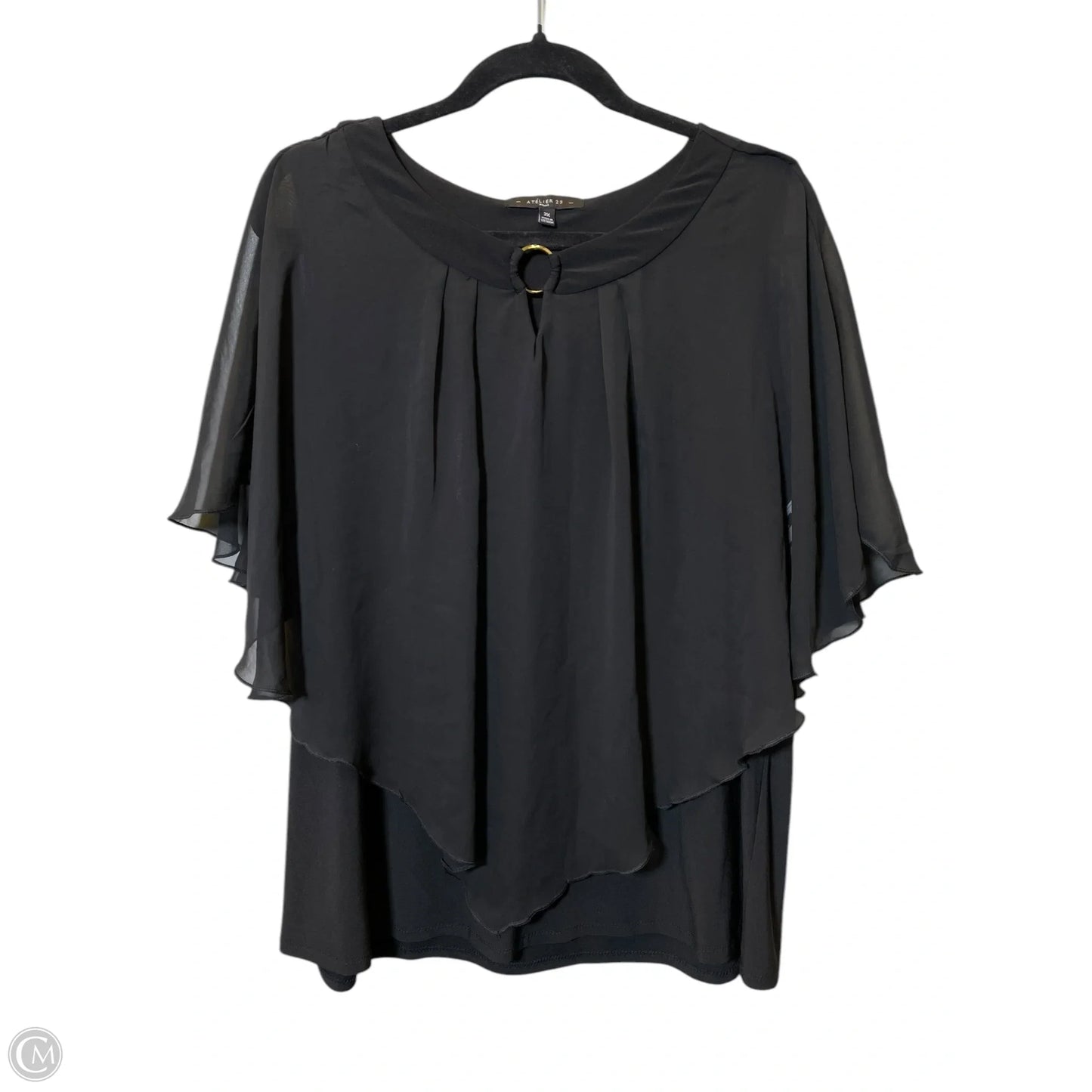 Top Short Sleeve By Atelier In Black, Size: 2x