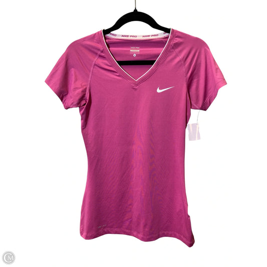 Athletic Top Short Sleeve By Nike In Pink & White, Size: S