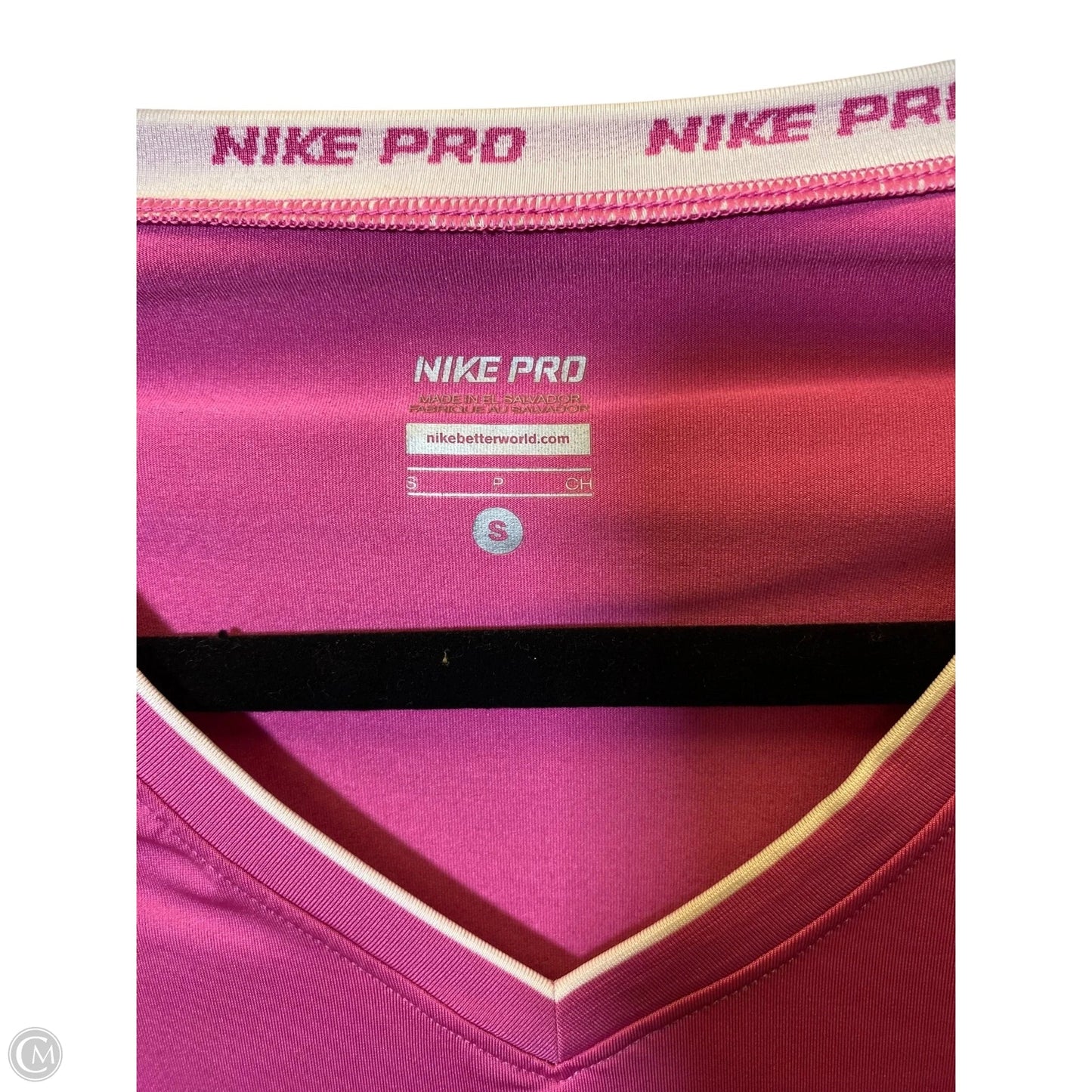Athletic Top Short Sleeve By Nike In Pink & White, Size: S