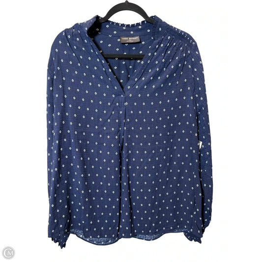 Top Long Sleeve By Lane Bryant In Blue & White, Size: Xl