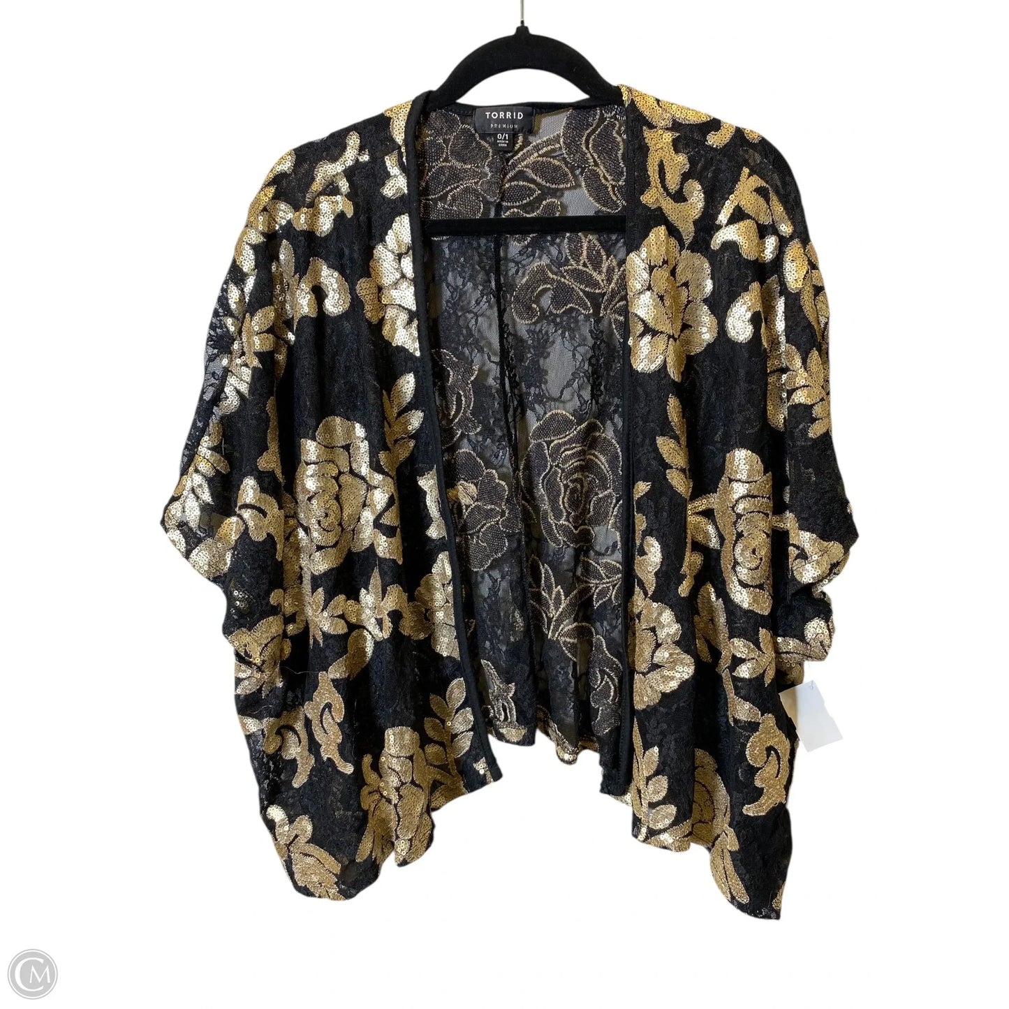Cardigan By Torrid In Black & Gold, Size: L