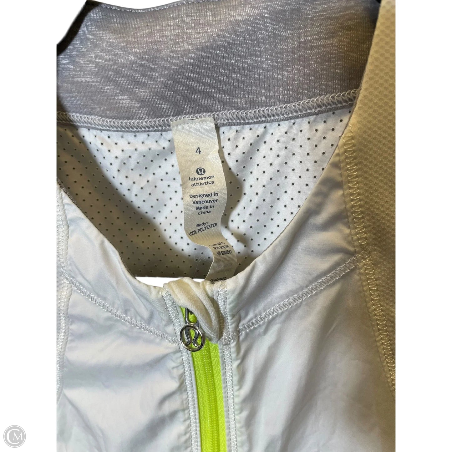 Athletic Jacket By Lululemon In Green & White, Size: S
