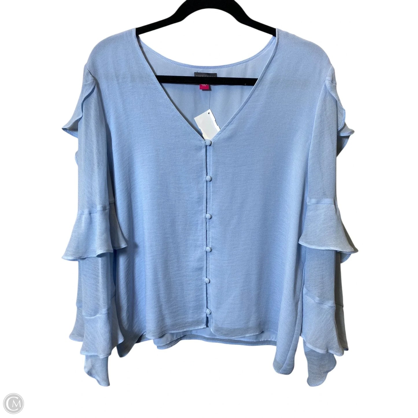 Top Long Sleeve By Vince Camuto In Blue, Size: M