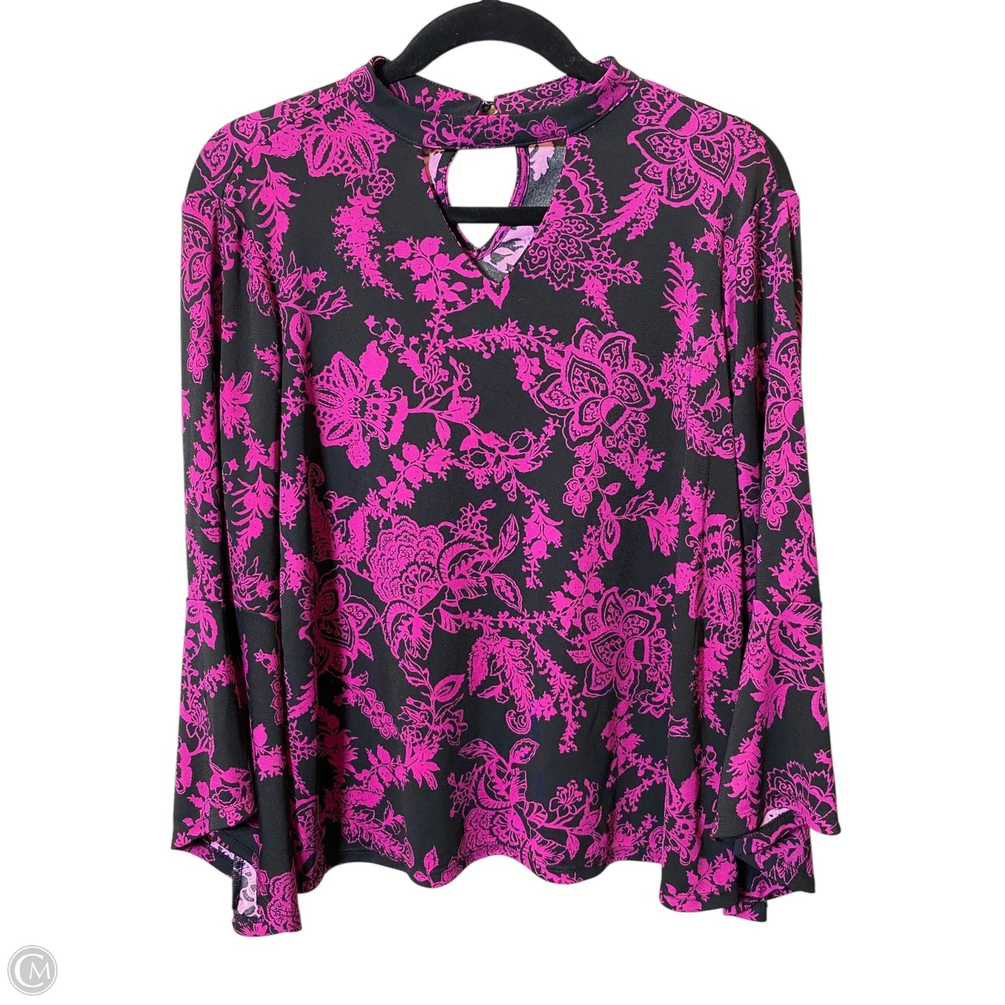 Top Long Sleeve By Roz And Ali In Black & Purple, Size: L