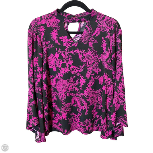 Top Long Sleeve By Roz And Ali In Black & Purple, Size: L