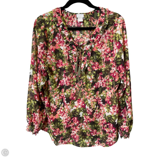 Top Long Sleeve By Chicos In Multi-colored, Size: L