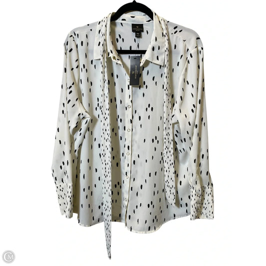 Blouse Long Sleeve By Worthington In Black & White, Size: Xlp
